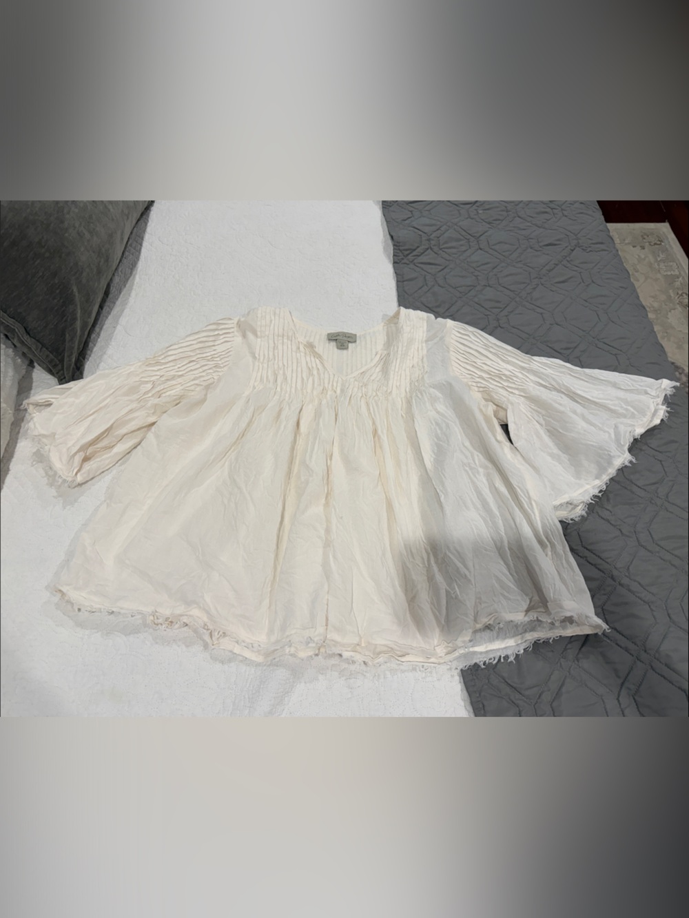 Charlie Paige Cream Gauze Peasant Blouse